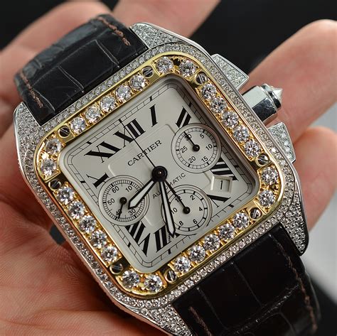 cartier watch santos mens|cartier santos 100 diamond watch.